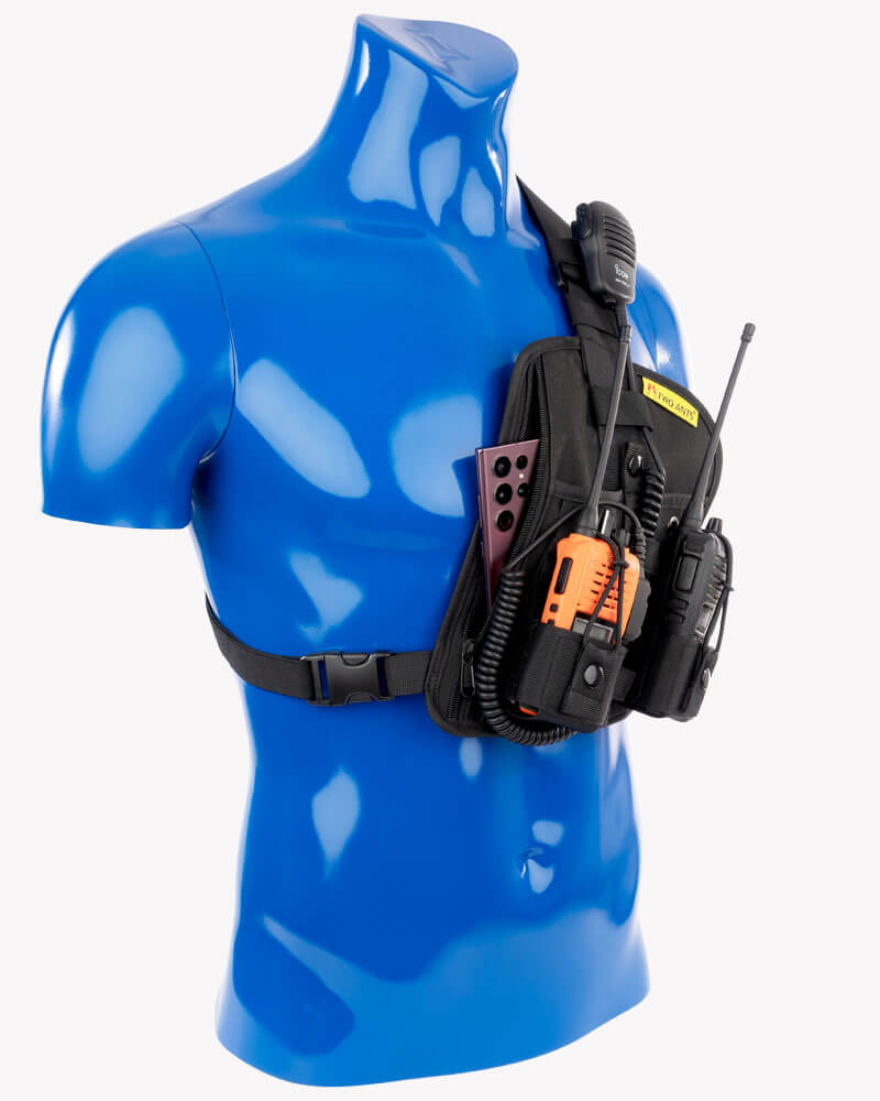 Two Ants Atta dual radio chest holster left black
