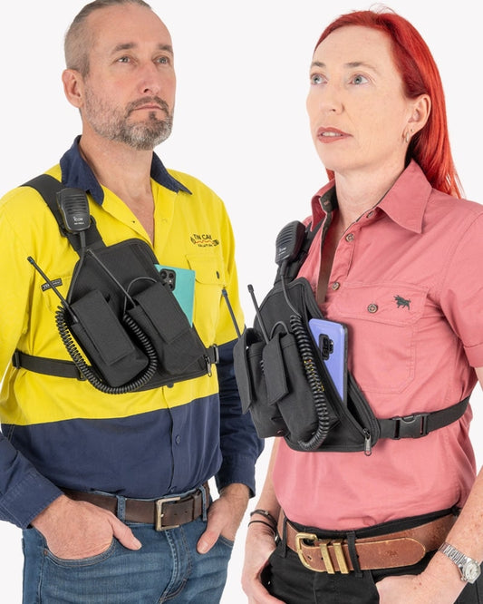 Trap Jaw Double - Double Enclosed Radio & Phone Chest Harness by Two Ants®