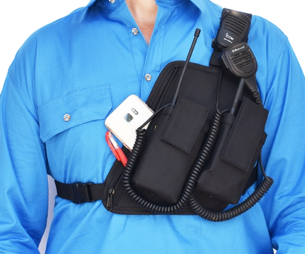 Two Ants Trap Jaw Double Handheld Radio Enclosed Chest Holster