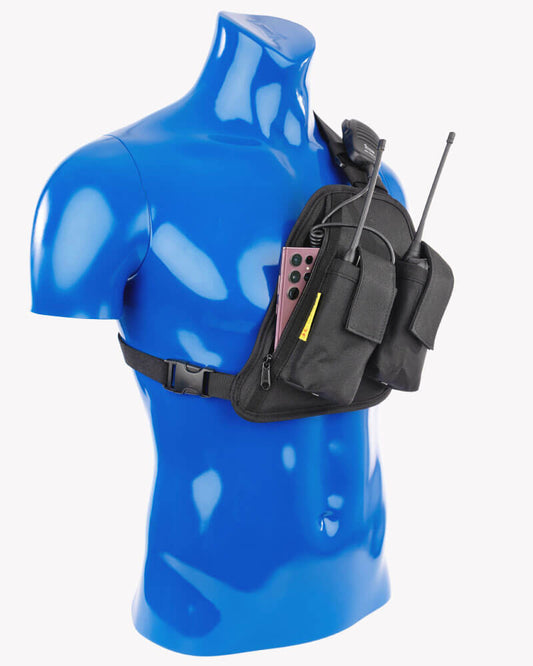 Two Ants Trap Jaw dual radio enclosed pouch chest holster left black
