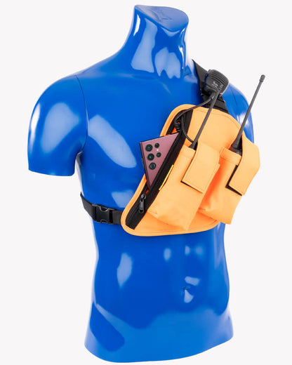 Two Ants Trap Jaw dual radio enclosed pouch chest holster left orange