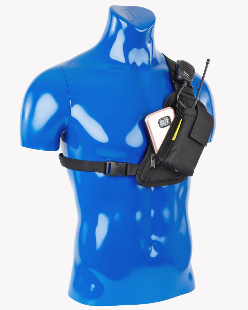 Two Ants Trap Jaw radio enclosed pouch chest holster left black