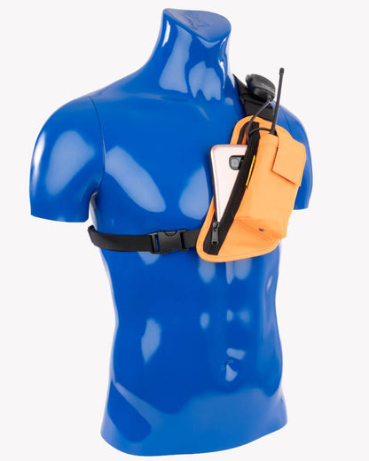 Two Ants Trap Jaw radio enclosed pouch chest holster left orange