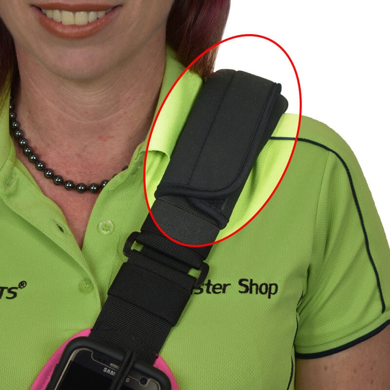 Extra comfort padded strap for all-day radio harness wear in the field.