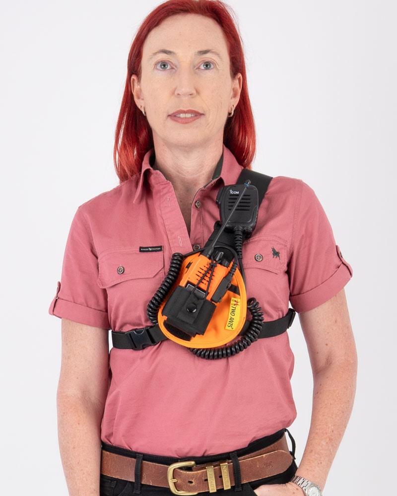 two ants worker radio chest holster left orange ladies