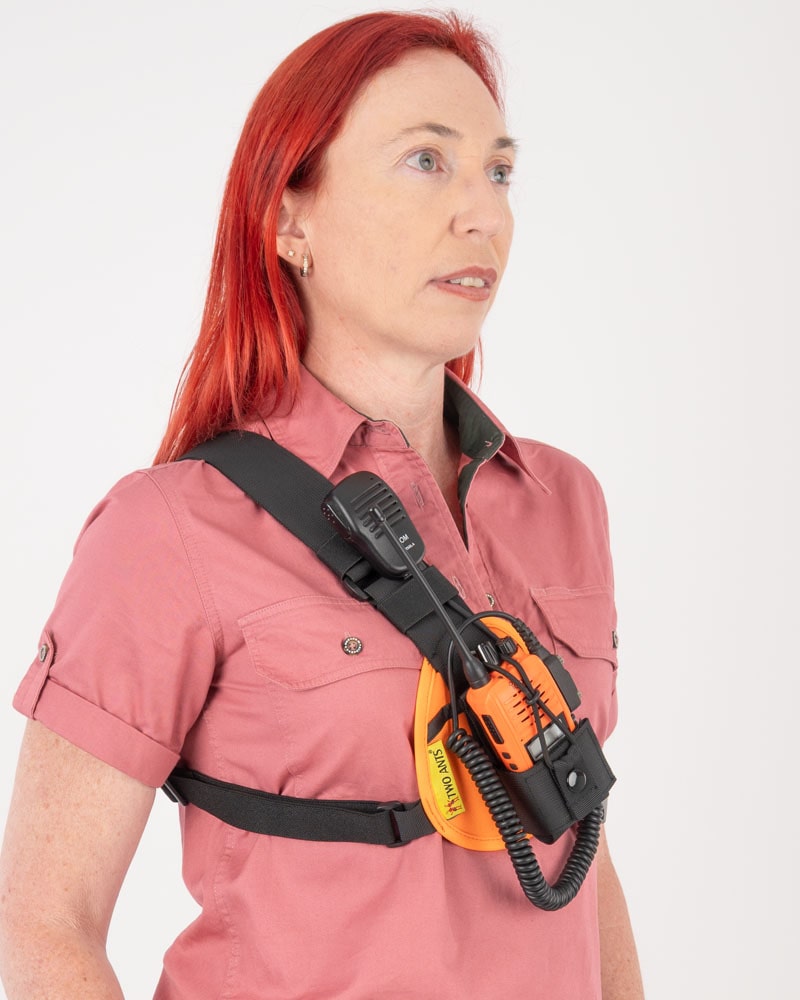 two ants worker radio chest holster right orange womens