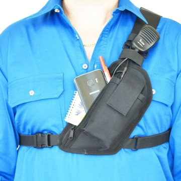 Two Ants Trap Jaw Single Enclosed Two Way Radio Phone Chest Holster